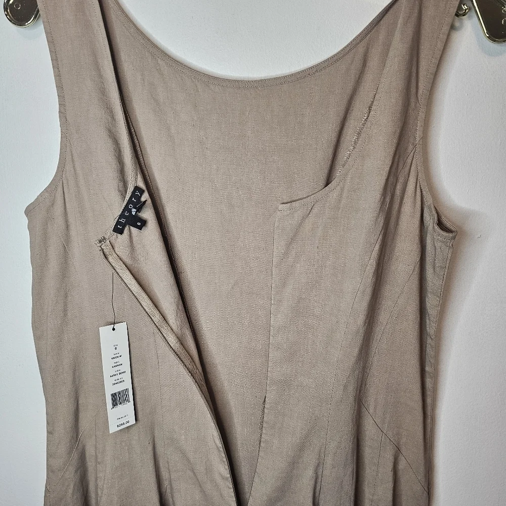 NWT Theory Kaien W Beige Linen Blend Fit & Flare Mini Dress Size 6 - Picture 14 of 14